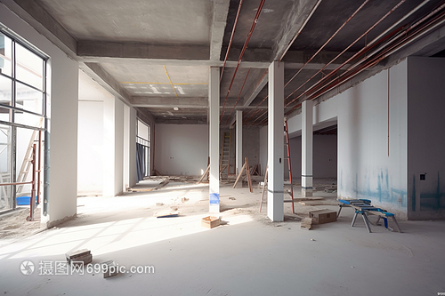 現(xiàn)代建筑內部施工現(xiàn)場